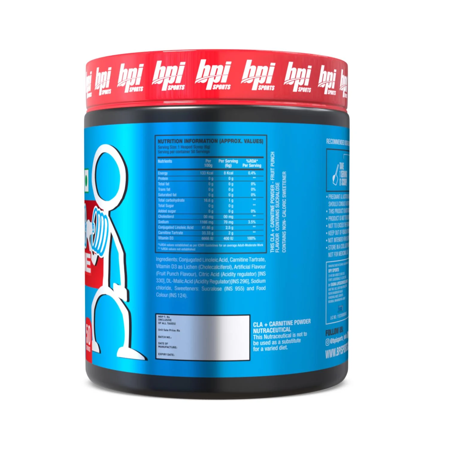 BPI Sports CLA+Carnitine - 300 gm (0.66 Lb), Fruit Punch - Image 2