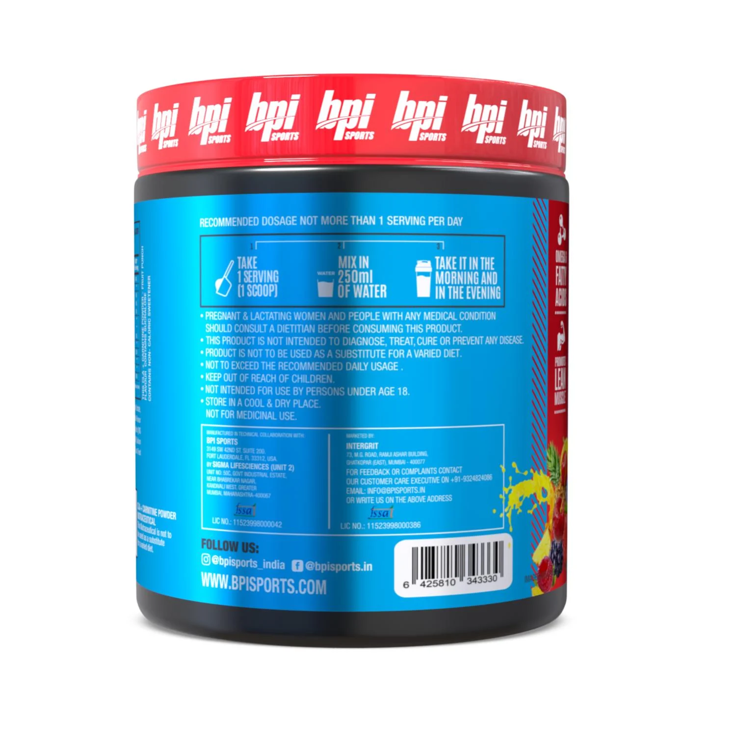 BPI Sports CLA+Carnitine - 300 gm (0.66 Lb), Fruit Punch - Image 3
